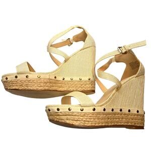 Just Fabulous 8.5  Cream Women's Sandal Shoe 5 Inch High Heel 8 1/2